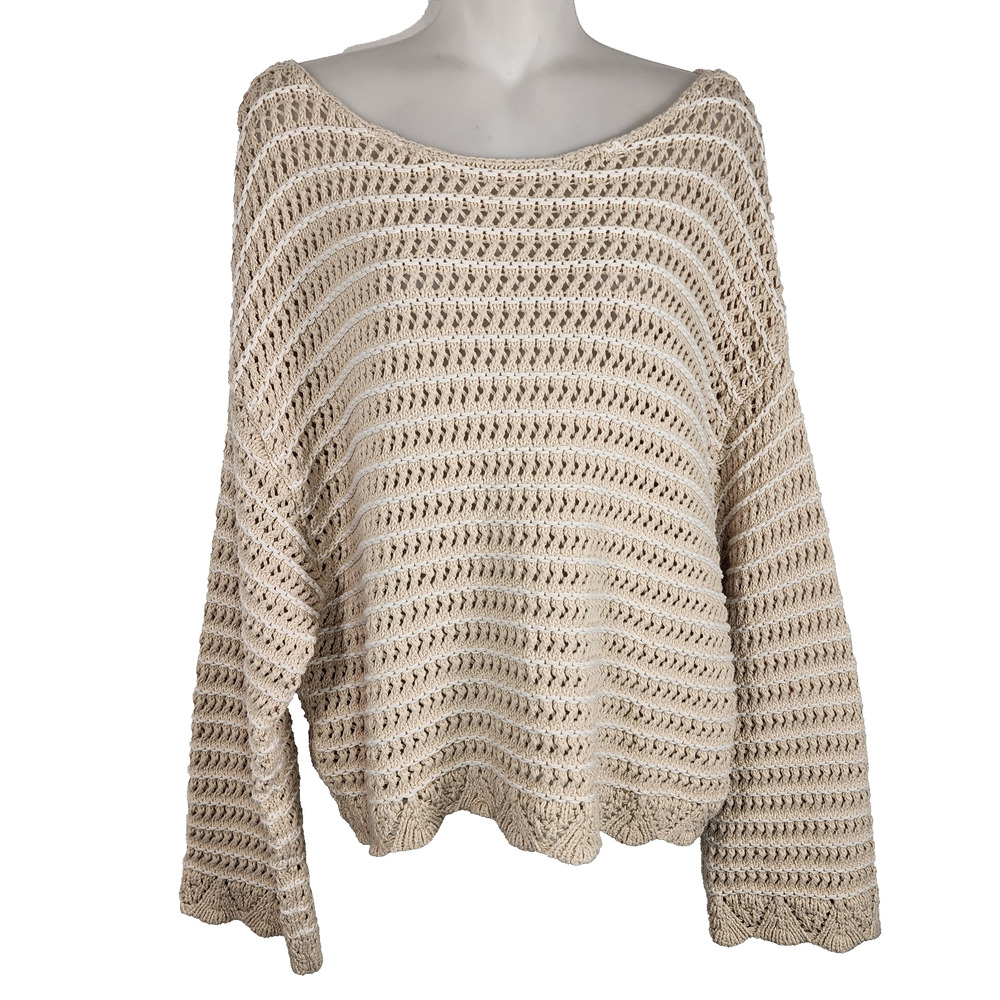 American Eagle Women's Ballet Neck Open Knit Oversized Sweater size XL Chunky